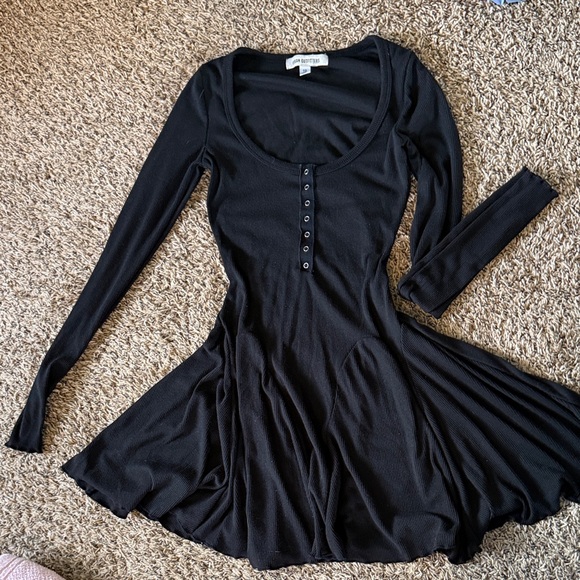 Urban Outfitters Dresses & Skirts - Black long sleeve henley skater dress